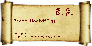 Becze Harkány névjegykártya